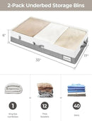 StorageWorks Large Under Bed Storage Containers with Handles and Label Holder, 2 Pack Ultra-thick Fabric Underbed Bins, Closet Organizer for Clothes, Blankets, Sweater by CozyNest Decor
