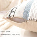 Boho Throw Pillow Covers 18x18 Set of 2 Farmhouse Decorative Cushion Case Striped Square Pillows Cover Chenille Pillow Cases Accent Neutral Pillowcase for Sofa Couch Bed,Orange-Blue by CozyNest Decor