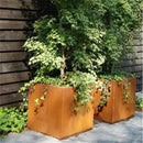 Corten Steel Planter Box Metal Outdoor Planter Large Square Cube Rustic Planter Pot Durable Antique Detached for Commercial Residential Tall Plant Patio Deck and Backyard 32 Inch by CozyNest Decor
