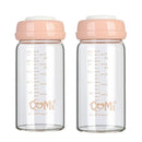 COMI Wide Neck Glass Breastmilk Collection n Storage Bottle, 8oz with Screw Ring Sealing Disk; Re-markable Sealing Disc. BPA Free, Fits Breast Pumps & Nipples (2 Pink Lids) by TinyTreasures Baby Boutique