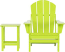 WO Home Furniture Adirondack Chair Table Set of 2 PCS Outdoor Folding Chair w Side Table Weather/UV Resistant for Lawn, Garden, Bon Fire, Balcony (Lime) by GreenHaven Gardens