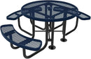 Heavy-Duty Portable Outdoor Picnic Table with Umbrella Hole, Expanded Metal Patio Dining Furniture Made in America (46" Round Top, Textured Dark Blue) by CozyNest Decor