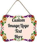 Personalized Wooden Welcome Sign Home Decor Customized Image/Text Hanging Sign Farmhouse Decorations for Home Office 11.2 * 8 Inch by CozyNest Decor