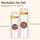 ComSaf Glass Food Storage Jars Set of 6, Tall Glass Storage Containers with Lids, Spaghetti Jar, Canisters Set for the kitchen, Pasta, Flour, Nuts, Oat, Coffee and Sugar Container, Pantry Organization by CozyNest Decor