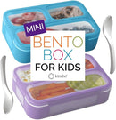 kinsho Snack Containers for Kids Toddlers Baby Adults | MINI Bento Lunch-Box | SMALL Bento-Box Portion Container | Toddler Pre-School Girls Boys | Leak-proof Boxes | Purple Blue Set of 2 by TinyTreasures Baby Boutique