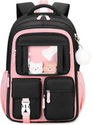 Kids Backpack for Girls School Bags for Middle School Students Book Bag for Elementary Primary Kawaii Ita Backpack, Black and Pink by TinyTreasures Baby Boutique