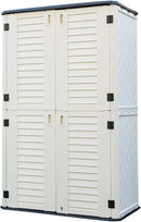 HOMSPARK Storage Shed Weather Resistance, Multi-Purpose Outdoor Storage Cabinet for Backyards and Patios, Horizontal Storage Shed for Lawnmower, Patio Accessories (White, Tall - 53 cu.ft) by GreenHaven Gardens