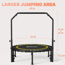 BCAN 40"/48" Mini Rebounder Trampoline for Adults with Bar, 450/550LBS Fitness Trampoline with Bungees, Adjustable Handle, Stable & Quiet, Indoor Outdoor, Whole-Body Workout & Relaxation at Home by TinyTreasures Baby Boutique