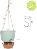 10 Inch Self Watering Hanging Pots, 2 Pack Hanging Planters with 40oZ Deep Reservior for Indoor Outdoor Plants Flowers, Green with Brown by CozyNest Decor