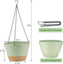 2 Pack Hanging Planters, 10 inch Indoor Outdoor Hanging Plant Pot Basket, Hanging Plastic Flower Pot with Drainage Hole with Removable Tray&Hooks for Hanging Plants,Green by CozyNest Decor