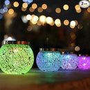Cooo Heavy Solar Mosaic Crackle Glass Light with Dual Solar Panels, Color-Changing RGB Light, Exclusive Dazzling Glass, Waterproof Outdoor Tabletop Garden Light Landscape Path Light 2 Pack by GreenHaven Gardens