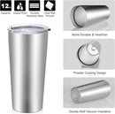 VEGOND 20oz Tumbler Bulk with Lid and Straw 12 Pack, Stainless Steel Vacuum Insulated Tumbler, Double Wall Coffee Cup Travel Mug, Stainless Steel by TinyTreasures Baby Boutique