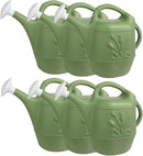 PMU 2 Gallon Watering Can - Garden Watering Can for Indoor & Outdoor Plants - Plastic Water Can with Detachable Sprinkler Head - Large Water Pot, Made in USA - Sage Green Pkg/6 by GreenHaven Gardens