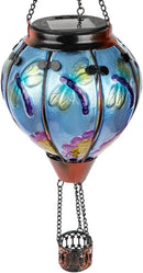 Hot Air Balloon Solar Lantern with Flickering Flame, Glass Hanging Garden Lights Outdoor Waterproof for Tree Yard Patio Mother's Day Gift, 18" H Dragonfly by GreenHaven Gardens