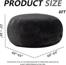 6FT,Oversized Bean Bag Chairs for Adults,Giant beanbag with Filler Included，Fluffy Memory Foam,Soft and Comfy Corduroy Fabric,Gaming Chairs Suitable for Living Room and Bedroom (Black, 6 Foot) by CozyNest Decor