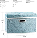 PRANDOM Larger Collapsible Storage Cubes with Lids Fabric Decorative Storage Bins Boxes Organizer Containers Baskets with Cover Handles for Bedroom Closet Living Room Blue 17.7x11.8x11.8 Inch 3 Pack by TinyTreasures Baby Boutique
