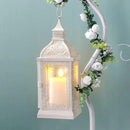 TRIROCKS Rustic Style Metal Candle Lantern 13'' High Decorative Outdoor Lantern Candle Holder with Tempered Glass for Thanksgiving Christmas Living Room Garden Patio Parties Indoors Outdoors (Cream) by CozyNest Decor