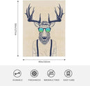 HGOD DESIGNS Deer Throw Blanket Deer Dressed up Like Cool Hipster Blanket Super Soft Flannel Throw Blanket Lightweight Plush Fuzzy Bed Blanket for Bedding Sofa and Travel 40"X50" by CozyNest Decor