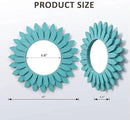 Honiway Beach Wall Decor Mirror 2 Pack 12 inch Wood Coastal Wall Decor Sunburst Boho Home Decor Room Decor for Bedroom Living Room Entryway Cyan by CozyNest Decor
