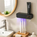 Smart Toothbrush Holder for Bathrooms, Toothbrush Cleaner Wall Mounted, Automatic Toothpaste Dispenser for Equipped with 3 Slots (Black) by CozyNest Decor