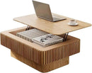 Lift Top Coffee Table with Storage, Solid Wood Coffee Table with Adjustable Height, Fluted Center Table Accent Tea Table for Living Room, Apartment, Office (38.6" Natuall) by CozyNest Decor