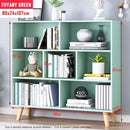 IOTXY Wooden Open Shelf Bookcase - 3-Tier Floor Standing Display Cabinet Rack with Legs, 7 Cubes Bookshelf, Tiffany-Green by CozyNest Decor