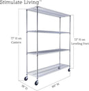 60"x18"x72" Prime Heavy Duty Chrome 4-Tier Wire Shelving NSF 3200 LBS MAX Capacity Storage Rack for Commercial, Hospital, School, Garage, and Kitchen Uses (with Wheels) by CozyNest Decor