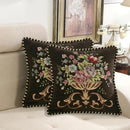 Set of 2 Brown Vintage Embroidered Throw Pillow Covers 18x18in，Floral Embroidered Cushion Cover for Sofa Couch Bed Burgandies Pillow Cover Brown by CozyNest Decor