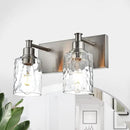 BONLICHT Modern Bathroom Light Fixtures in Brushed Nickel Finish, 2 Light Industrial Indoor Wall Sconce Farmhouse Vanity Lighting Over Mirror with Hammered Glass Contemporary Hallway Wall Mount Lamp by CozyNest Decor