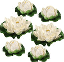 Ciieeo 6PCS Artificial Floating Lotus Flowers Realistic White Lotus & Water Lily Pads for Pool Patio Garden Aquarium Decor by GreenHaven Gardens
