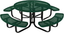 Coated Outdoor Furniture Heavy-Duty Portable Outdoor Kids Table with Umbrella Hole, Punched Steel Kids Picnic Table, Commercial-Grade, Made in America (46 In, Round, Childrens, Textured Green) by GreenHaven Gardens