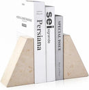 Marble Bookends for Heavy Books, Decorative Book Ends for Shelves, Beige Stone Durable and Heavy-Duty Book Ends for Hardback Books & CDS, Unique Book Stopper & Holder, Set of 2 by CozyNest Decor
