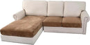 H.VERSAILTEX Velvet Stretch Sectional Couch Covers 3 Pieces Sofa Seat Cushion Covers L Shape Separate Cushion Couch Cover for Both Left/Right Sectional Couch (Large Sofa 2 Seater + 1 Chaise, Camel) by CozyNest Decor