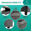 Naomi Home L-Shaped Reversible Sectional Sofa with Pull-Out Sleeper Bed and Storage Chaise, Gray Air Leather by CozyNest Decor