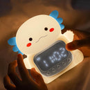 Axolotl Alarm Clock with Night Light for Kids, 7 RGB Color Cute Alarm Clocks for Bedrooms Ok to Wake Clocks, Silicone Animal Tabletop Lamp for Teen Girls Boys, White by TinyTreasures Baby Boutique
