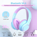 Active Noise Cancelling Headphones for Kids, 60H Playtime,Purple Wireless Bluetooth Over-Ear Headset Built-in Microphone for Home/School/Travel/Party - Includes Portable Case by TinyTreasures Baby Boutique