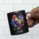 Customized Name Rooster Coffee Mug - Gift for Men Women, Personalized Black Cup, Unique Chicken Ceramic 11oz 15oz, Funny Colorful Themed by CozyNest Decor