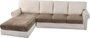 H.VERSAILTEX Velvet Stretch Sectional Couch Covers 4 Pieces Sofa Seat Cushion Covers L Shape Separate Couch Cover for Both Left/Right Sectional Couch (Large Sofa 3 Seater + 1 Chaise, Mocha) by CozyNest Decor