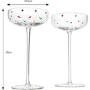 Polka Dot Champagne Coupe Glasses Set Of 2 12 Oz By Polka Dot Rainbow Colored Glasse by The Wine Savant