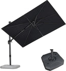 PURPLE LEAF 6.5' X 10' Right-left Tilt Patio Umbrella with Base Outdoor Cantilever Swivel Rectangle Umbrella Aluminum Offset Umbrella with 360-degree Rotation for Garden Deck Pool Patio Grey by GreenHaven Gardens