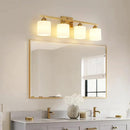 Stainless Steel Milk Glass Vanity Lights for Bathroom, 4 Light Gold Bathroom Light Fixtures Over Mirror, Ceramic E26 Sockets Wall Mounted by CozyNest Decor