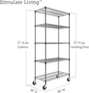36"x18"x72" Prime Heavy Duty Black 5-Tier Wire Shelving NSF 4000 LBS MAX Capacity Storage Rack for Commercial, Hospital, School, Garage, and Kitchen Uses (with Wheels) by CozyNest Decor