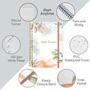 Daily Planner Undated - A5 To Do List Notebook Hourly Schedules, Spiral Appointment Planner for Women and Men, PVC Hardcover, Inner Pocket, Elastic Closure, 5.8" x 8.3", Rose Leaf by TinyTreasures Baby Boutique