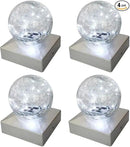 Solar Post Lights - Outdoor Post Cap Light for Fence Deck or Patio Garden Decoration- Solar Powered Gazing Ball Caps, LED Lighting, Lamp Fits 4x4 - White 4 Pack by GreenHaven Gardens