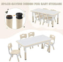 Kids Study Table and Chairs Set, Height Adjustable Toddler Table and Chair Set for Kids Ages 3-8, Graffiti Desktop (Burlywood - 1) by CozyNest Decor