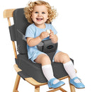 Toddler Booster Seat for Kitchen Chair, 2-in-1 Dining Table Booster Seat with Backrest & Adjustable Straps – Easy-Clean, PU Portable Toddler Eating Travel Increasing Cushion - Dark Grey by TinyTreasures Baby Boutique