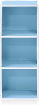 Furinno 3-Tier Open Shelf Bookcase, White/Light Blue 11003WH/LBL by TinyTreasures Baby Boutique