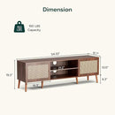 TV Stand for TVs up to 65'', Entertainment Center With Rattan Door, Shelves & 2 Cabinets, Long Boho Media Console for Living Room, Walnut by CozyNest Decor
