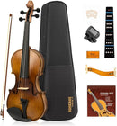 SONICAKE Violin 4/4 Full Size Set, Fiddle Solidwood for Beginners Adults, Acoustic Violin with Hard Case, Shoulder Rest, Rosin, Two Bows, Clip-on Tuner and Extra Strings, QVL-01 by TinyTreasures Baby Boutique