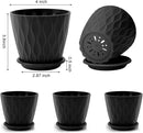 4 inch Plant Pots, 5 Pack Flower Pots Outdoor Indoor, Planters with Drainage Holes and Tray Saucers(Black) by GreenHaven Gardens